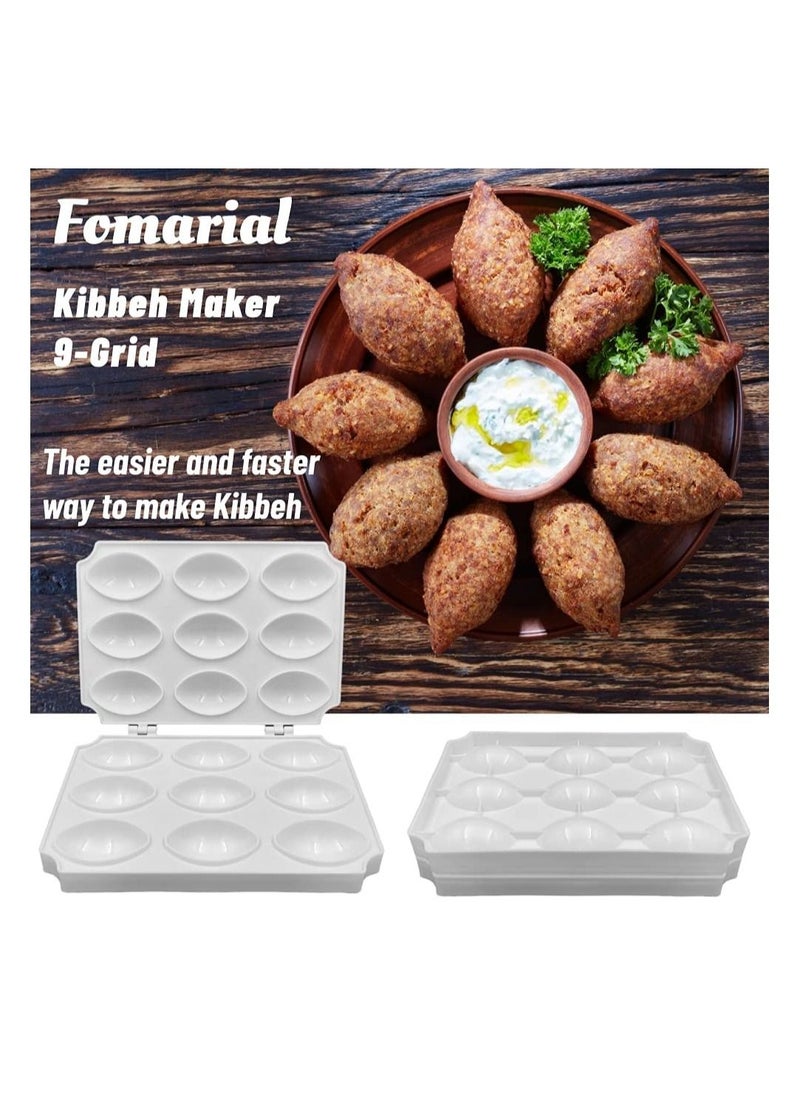 Kibbeh Rolls Maker Mold Meatball Mold Processor Manual Meatloaf Maker Press Tool DIY Upgrade 9 Grids 7 cm Large Size Homemade Meat Maker Kitchen Accessories