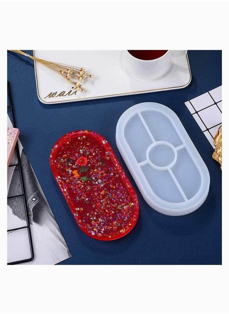 Tray Resin Mould, KASTWAVE Craft Jewelry Making Mould Oval Tray Mould DIY Epoxy Resin Mould Silicone Resin Mould Plate Casting Mould for Office Home Decor (2 Pieces)