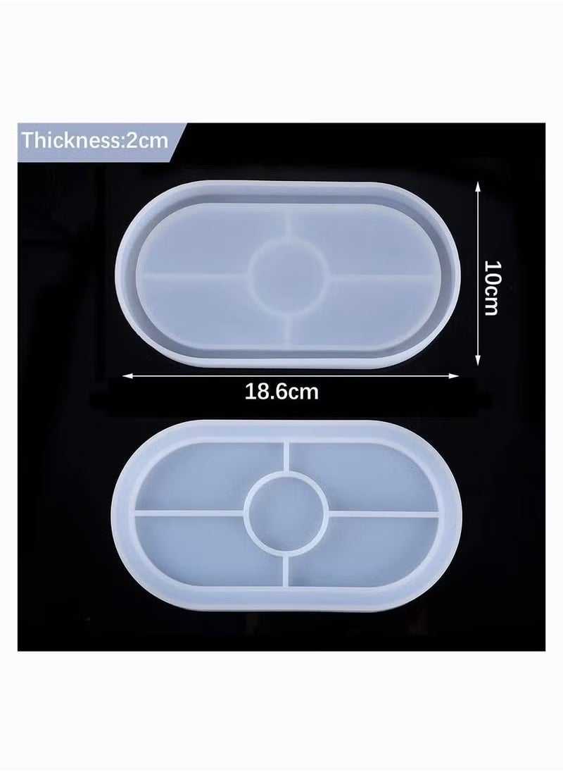 Tray Resin Mould, KASTWAVE Craft Jewelry Making Mould Oval Tray Mould DIY Epoxy Resin Mould Silicone Resin Mould Plate Casting Mould for Office Home Decor (2 Pieces)