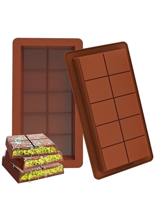 Deep Chocolate Bar Molds 2 Pack, Large and Thick Silicone Chocolate Bar Molds for Stuffed Bar, Big Chocolate Candy Bar Mold for Filling Knafeh Pistachio Chocolate Bar