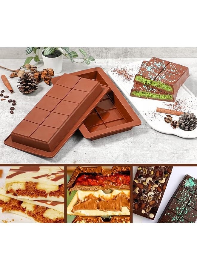 Deep Chocolate Bar Molds 2 Pack, Large and Thick Silicone Chocolate Bar Molds for Stuffed Bar, Big Chocolate Candy Bar Mold for Filling Knafeh Pistachio Chocolate Bar