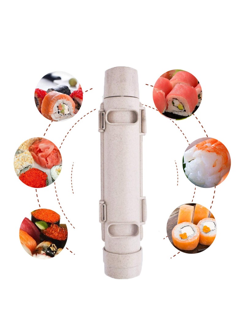 All-in-One Sushi Maker Kit - DIY Sushi Bazooka u0026 Rice Roller Machine for Beginners - Easy Sushi Rolling Tool (Apricot Color)