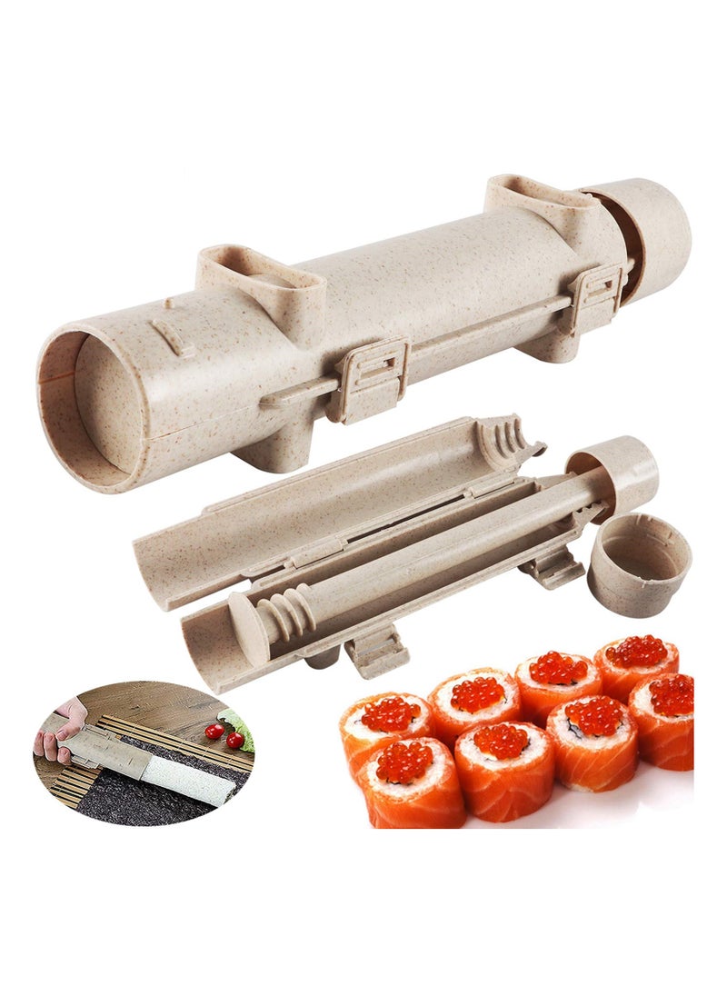 All-in-One Sushi Maker Kit - DIY Sushi Bazooka u0026 Rice Roller Machine for Beginners - Easy Sushi Rolling Tool (Apricot Color)