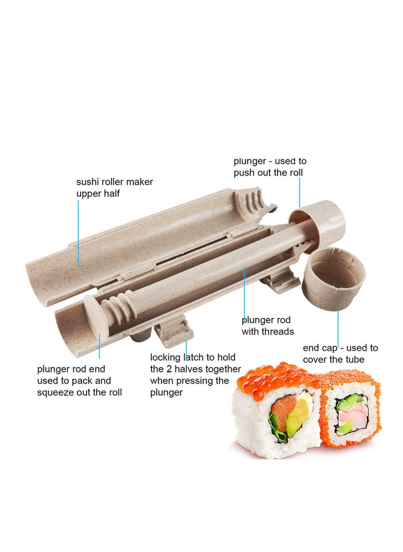 All-in-One Sushi Maker Kit - DIY Sushi Bazooka u0026 Rice Roller Machine for Beginners - Easy Sushi Rolling Tool (Apricot Color)