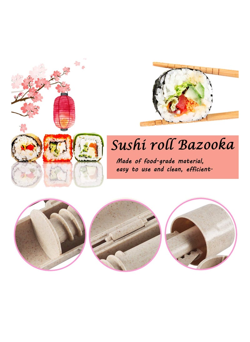 All-in-One Sushi Maker Kit - DIY Sushi Bazooka u0026 Rice Roller Machine for Beginners - Easy Sushi Rolling Tool (Apricot Color)