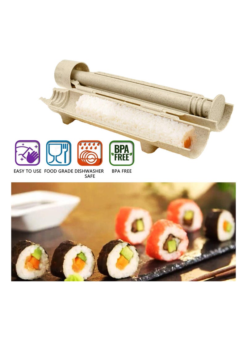 All-in-One Sushi Maker Kit - DIY Sushi Bazooka u0026 Rice Roller Machine for Beginners - Easy Sushi Rolling Tool (Apricot Color)