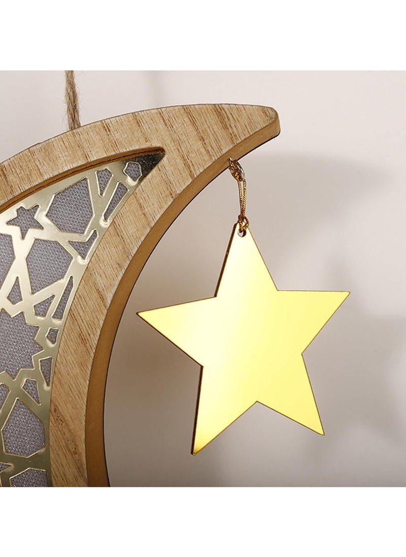 LED Lights Moon and Stars Ramadan Decorations Ramadan Hanging Ornaments Mubaraks Wall Decor for Home Ramadan Party Decoration Eid Hanging Decorations for Hanging on Walls Windows Trees