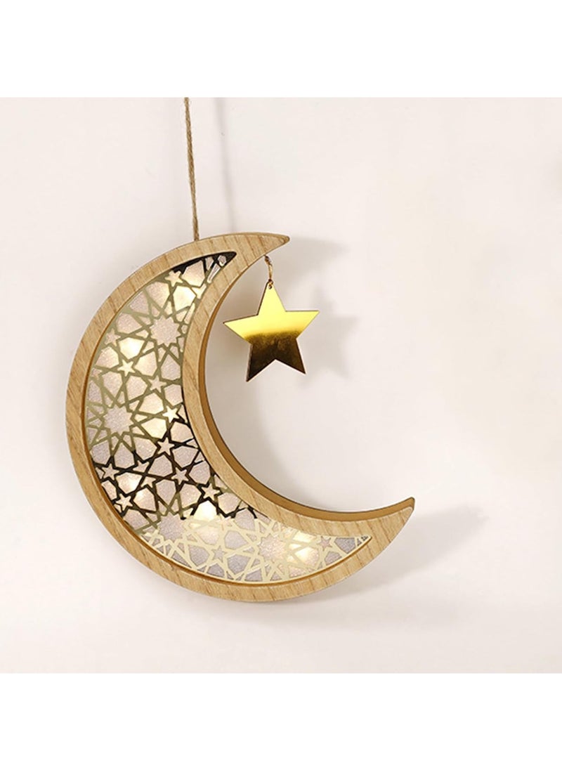 LED Lights Moon and Stars Ramadan Decorations Ramadan Hanging Ornaments Mubaraks Wall Decor for Home Ramadan Party Decoration Eid Hanging Decorations for Hanging on Walls Windows Trees