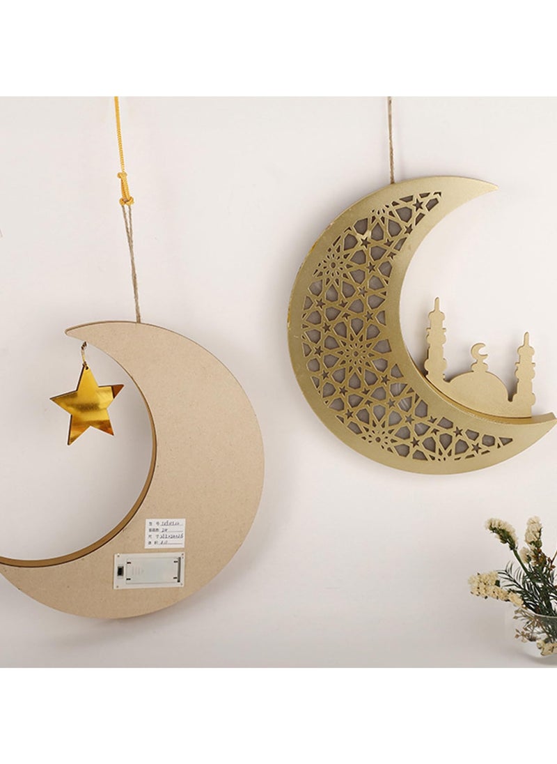 LED Lights Moon and Stars Ramadan Decorations Ramadan Hanging Ornaments Mubaraks Wall Decor for Home Ramadan Party Decoration Eid Hanging Decorations for Hanging on Walls Windows Trees