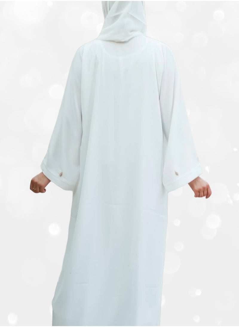 Exclusive White Abaya with Handwork