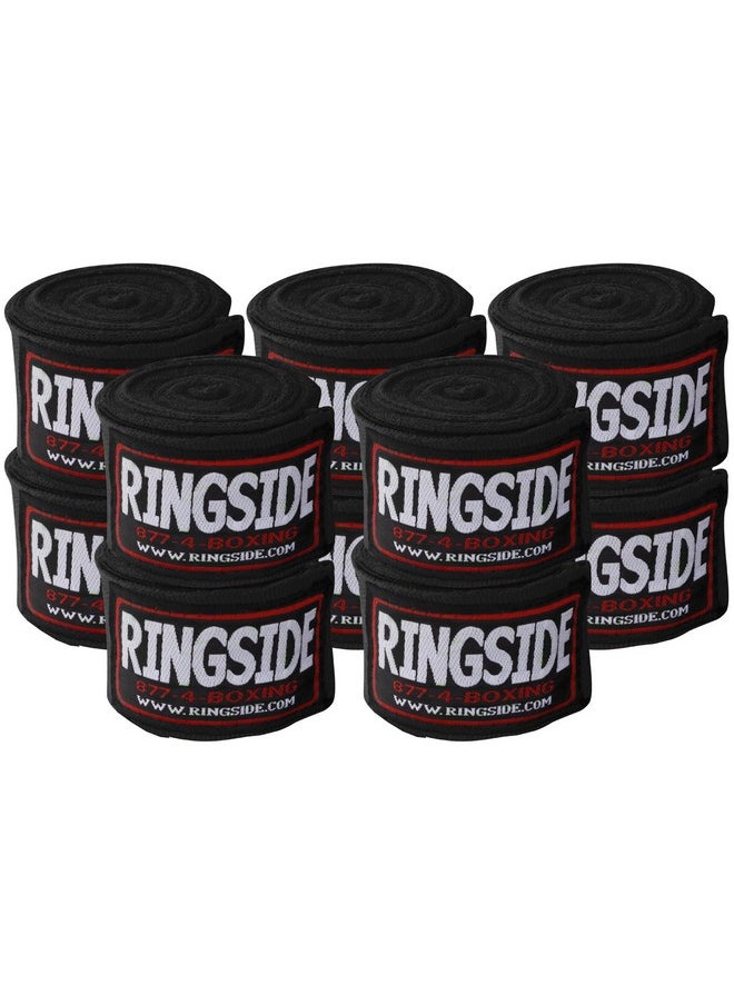 Mexican Style Boxing Hand Wraps (5 Pairs Pack), Black