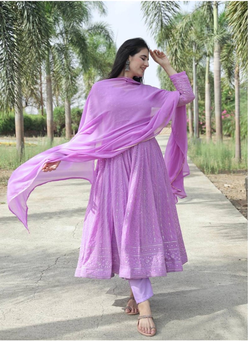 PREMIUM READYMADE PINK ANARKALI SUIT SET