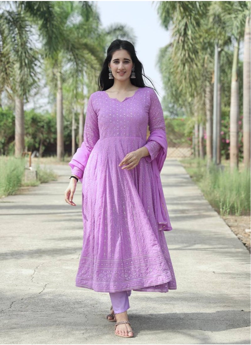 PREMIUM READYMADE PINK ANARKALI SUIT SET
