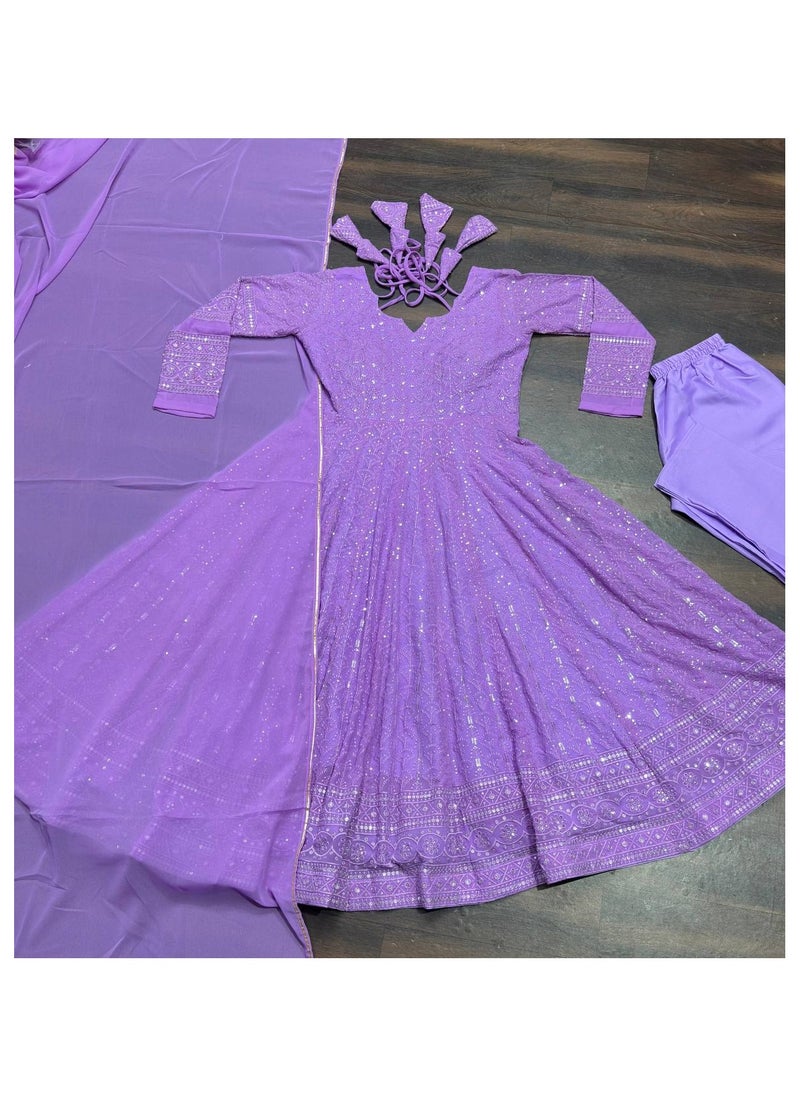 PREMIUM READYMADE PINK ANARKALI SUIT SET