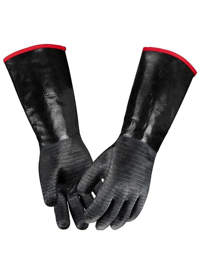 Protective Gloves 500℃ Heat Resistance Waterproof Fire-proof Anti-Acid Anti Alkali Neoprene Coating Grill Gloves for Barbecue Working Gloves Gardening and Industrial Uses