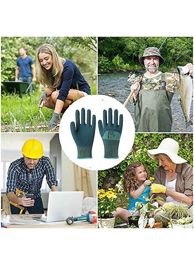 Gardening Gloves,4 Pairs Breathable Rubber Coated Waterproof Outdoor Protective Touch Work Gloves Screen for Yard Work, Fishing, Landscaping, Planting, Weeding,fits Most Size