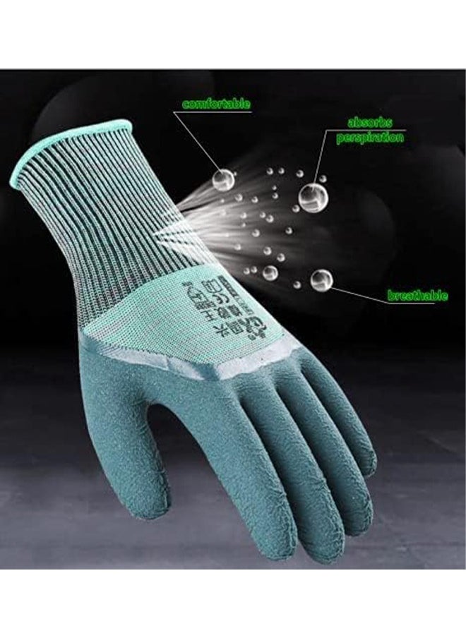 Gardening Gloves,4 Pairs Breathable Rubber Coated Waterproof Outdoor Protective Touch Work Gloves Screen for Yard Work, Fishing, Landscaping, Planting, Weeding,fits Most Size