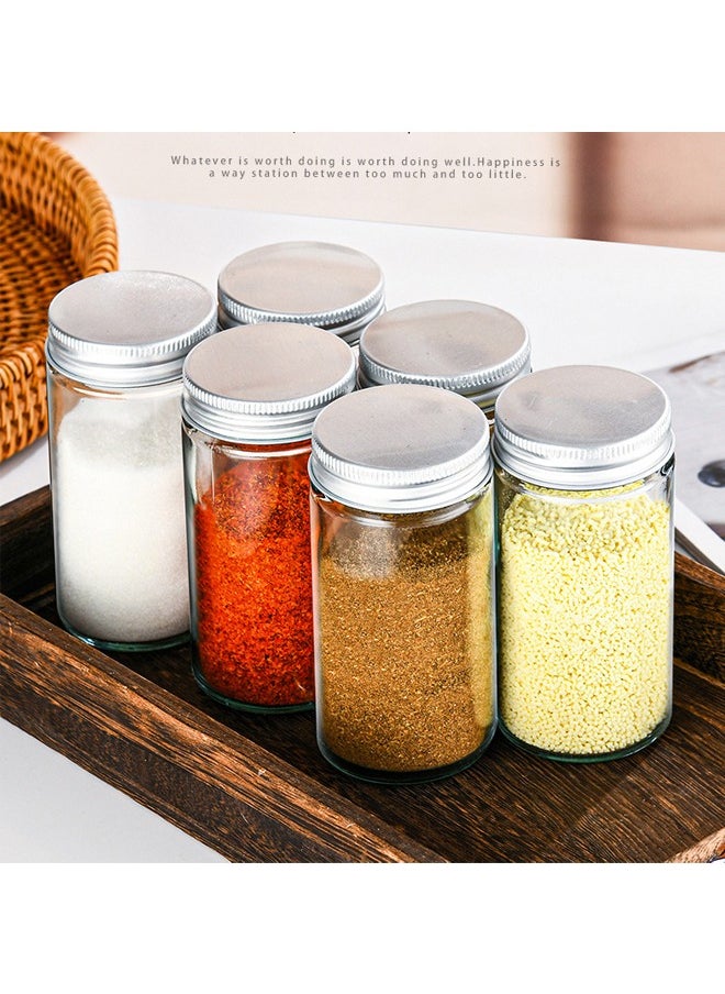 ﻿ 24 Pcs Spice Jars with Labels - 4 oz Glass Spice Jars with Metal Lids,  Labels Stickers, Shaker Lids, Collapsible Funnel,  Pens, Seasoning Storage Bottles for Spice Rack, Cabinet, Drawer