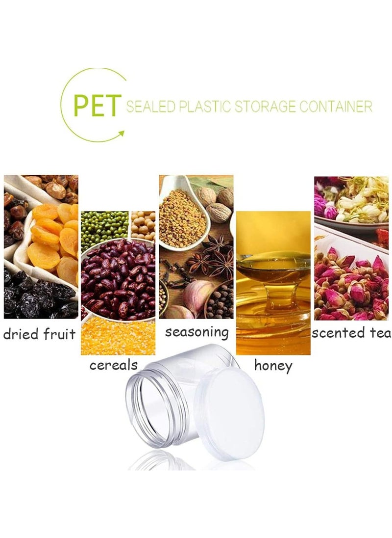 Clear Plastic Pet Jars 12 Pc × 200 Ml, Empty Refillable Pet Bottles with Gold Lids for Food Home Storage Products Round Food Containers Candy | Spiced | Biscuits