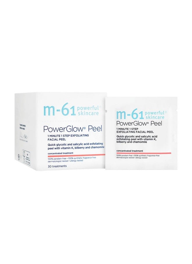 Powerglow® Peel- 30 Treatments- 1-Minute, 1-Step Exfoliating Glow Peel With Glycolic, Vitamin K & Chamomile