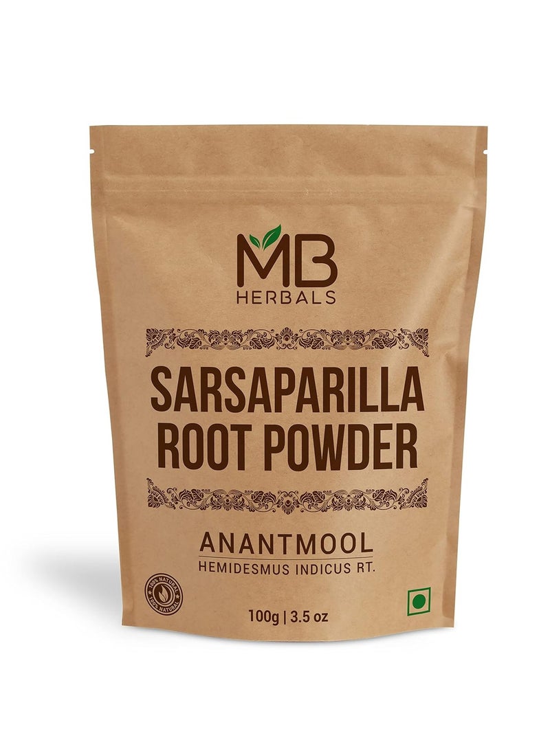 MB Herbals Sarsaparilla Root Powder 100gram Anantmool Nannari Dry Root Powder Red Sariva