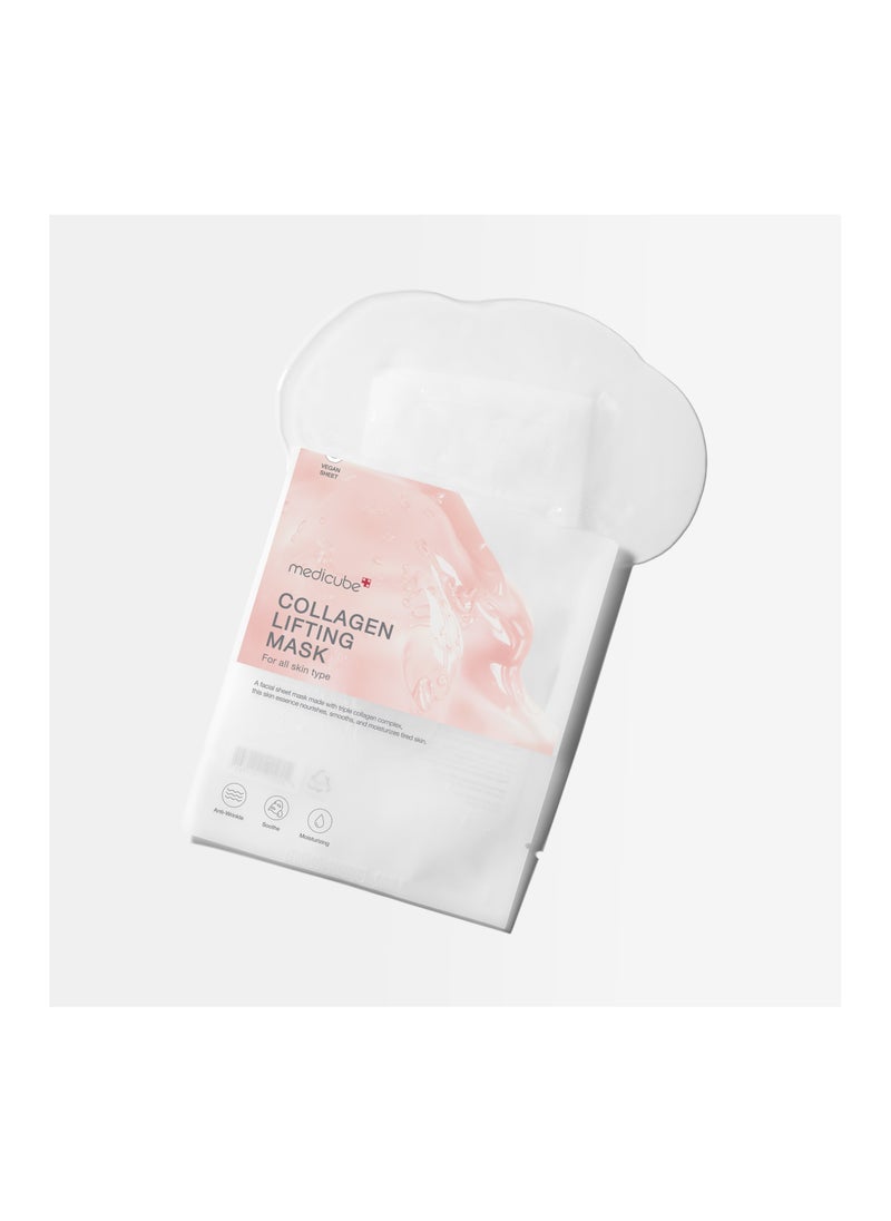 Medicube Collagen Lifting Mask | Hydrating, Radiance-Boosting & Firming Facial Mask | Triple Collagen Complex | Anti-Aging & Elasticity Boost | K-Beauty Skincare | 4 Packs Only
