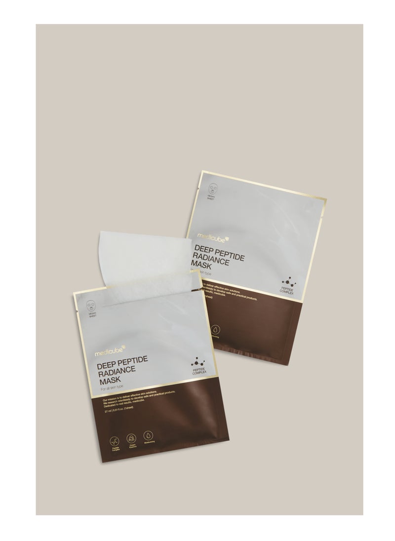Medicube Deep Peptide Radiance Mask | Hydrating, Elasticity-Enhancing, & Plumping Facial Mask | Quadruple Peptide & Hyaluronic Acid | Vegan-Approved Sheet Mask | K-Beauty Skincare |  4 Packs Only