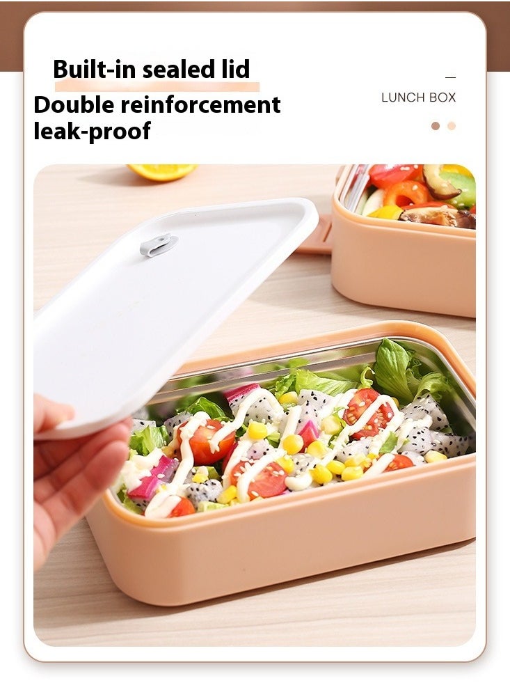 304 stainless steel lunch box students, office workers with cutlery bento box, portable water heating sub-box lunch