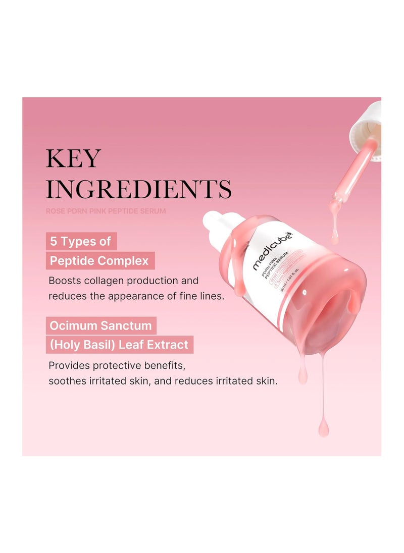 Medicube PDRN Pink Peptide Serum, Pink glow serum, Vegan PDRN, Peptide, Niacinamide, Hydrating & Moisturizing & Firming, Uneven Skin Tone, Pore Care, Korean Skincare