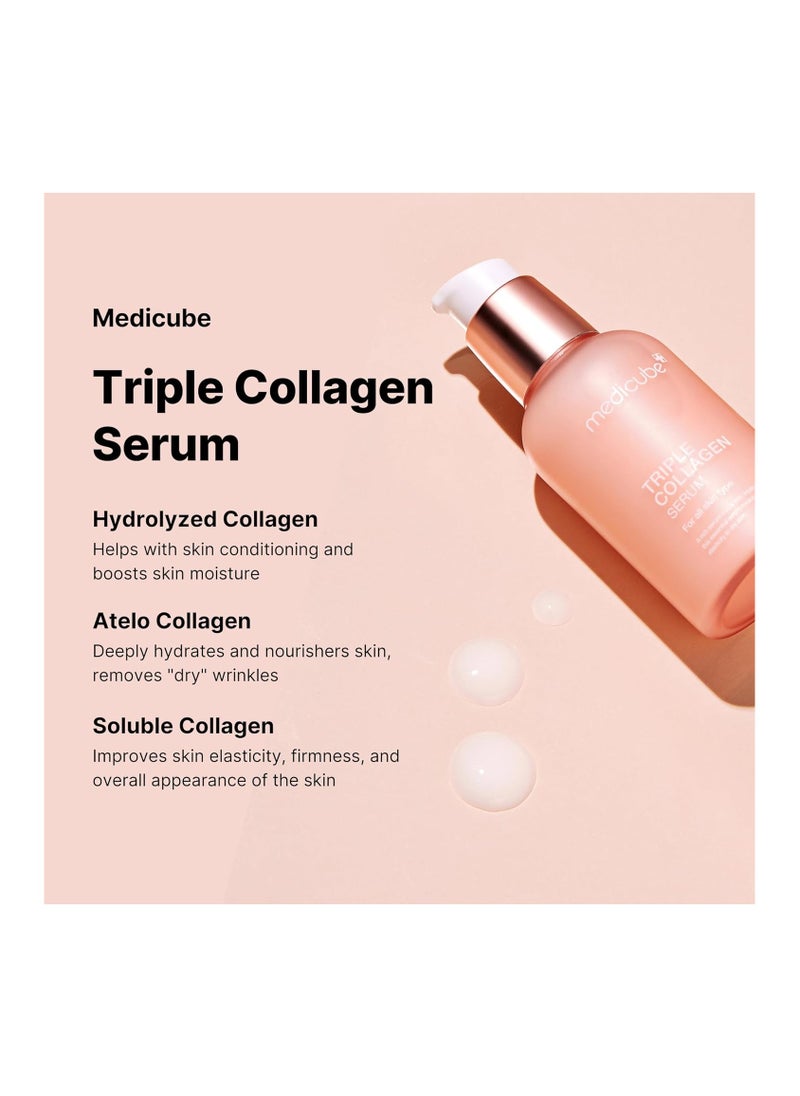 Medicube Triple Collagen Serum 1.85 fl.oz - Nourish dull skin with Triple Collagen Complex - A lightweight serum with Niacinamide and Hyaluronic Acid - Korean Skincare