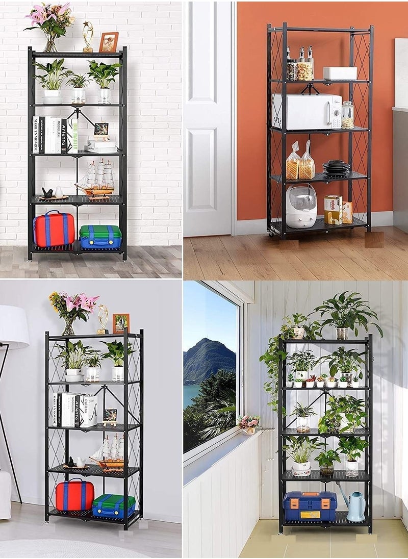 Multipurpose Foldable Storage Organizer 5 Tier Shelves For Living Bedroom Kitchen And Bookshelf Without Wheel 160x75x35CM