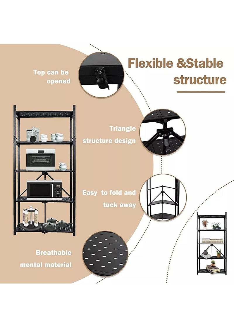 Multipurpose Foldable Storage Organizer 5 Tier Shelves For Living Bedroom Kitchen And Bookshelf Without Wheel 160x75x35CM