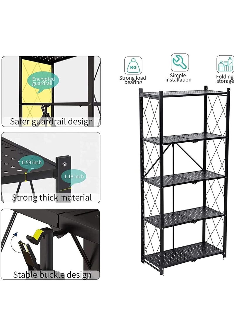 Multipurpose Foldable Storage Organizer 5 Tier Shelves For Living Bedroom Kitchen And Bookshelf Without Wheel 160x75x35CM