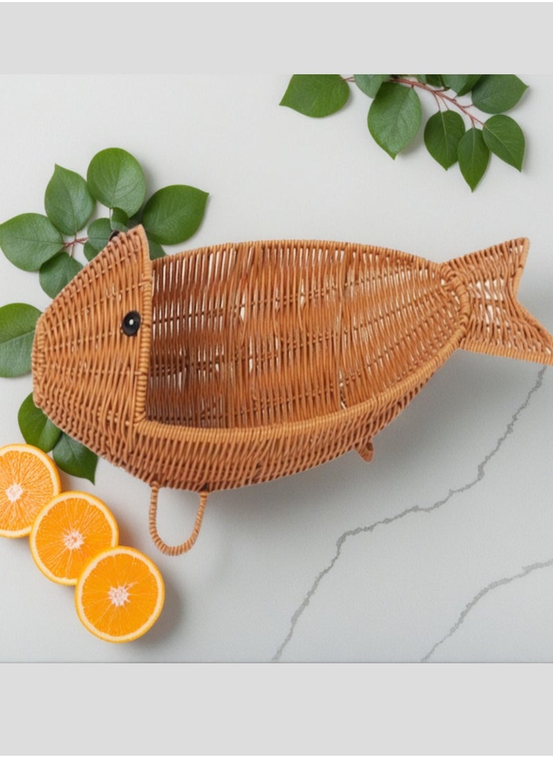 Fruit Basket with Standing Holders,Multifunctional Tray,Snacks Organizer with Unique Shape,Natural Style Home Deco,46X23X18cm