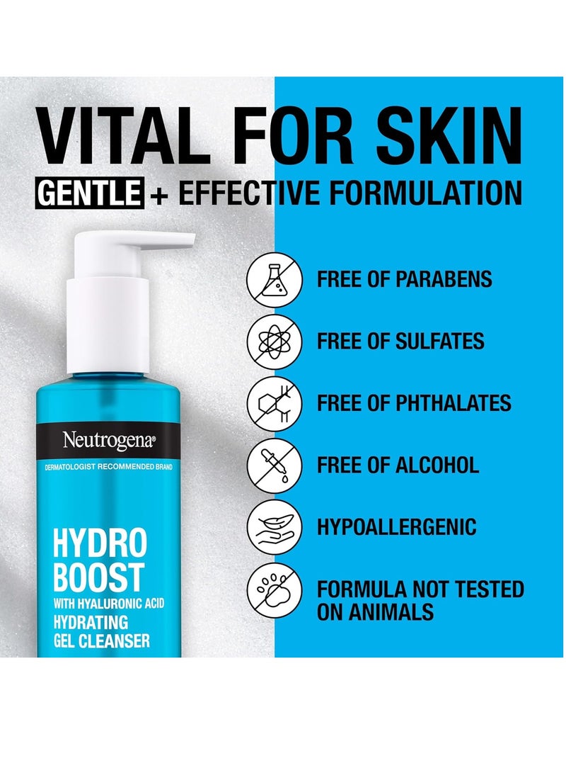 Hydro Boost Facial Cleansing Gel, Hydrating Gentle Face Cleanser and Makeup Remover with Hyaluronic Acid, Hypoallergenic Formula, 7.8 FL OZ 230 mlml