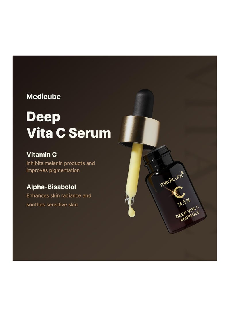 Medicube Deep Vita C Serum 2.0 || 14.5% Pure Vitamin C reduce the appearance of hyperpigmentation, dark spots, and blemishes | 16 self-tests complete | Korean skincare (10g * 3 bottles)