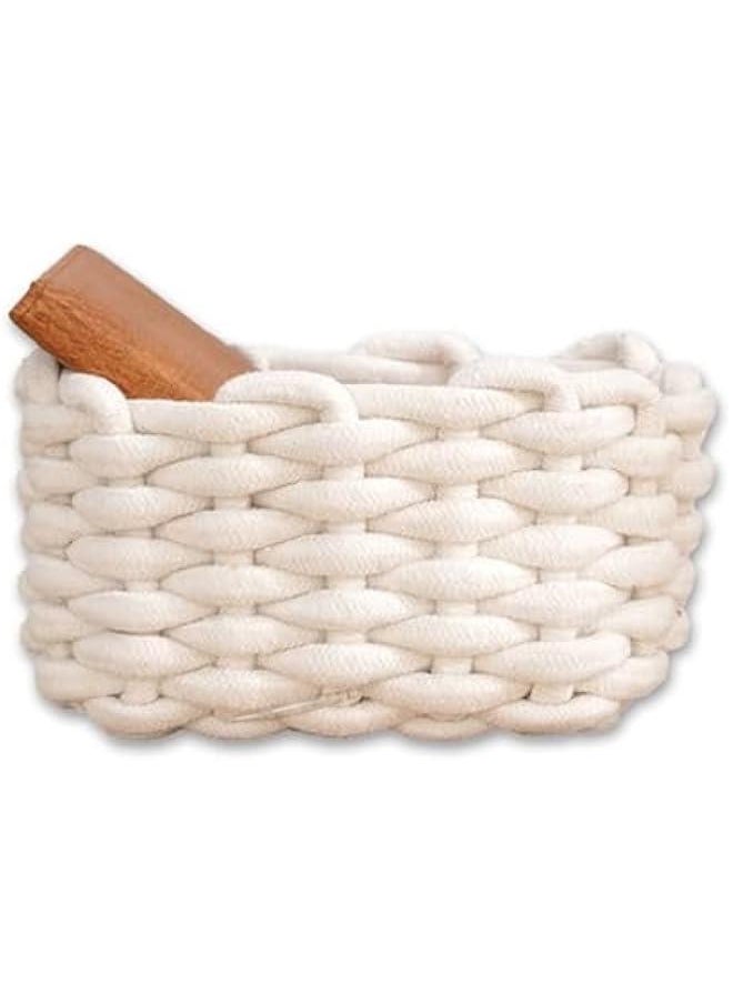 Cotton Rope Small Storage Basket, White Minimalist Toilet Paper Basket, Desktop Room Storage Basket, Cute Tiny Storage Baskets for Keys, Wallets, Jewelry, Cosmetics and Small Parts