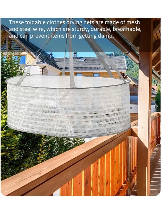 1 Layer Hanging Drying Mesh for Dry Clothes Basket,Foldable for Plants,Drying Fish, Foods Hanging Drying  Net (White, 1 Layer)