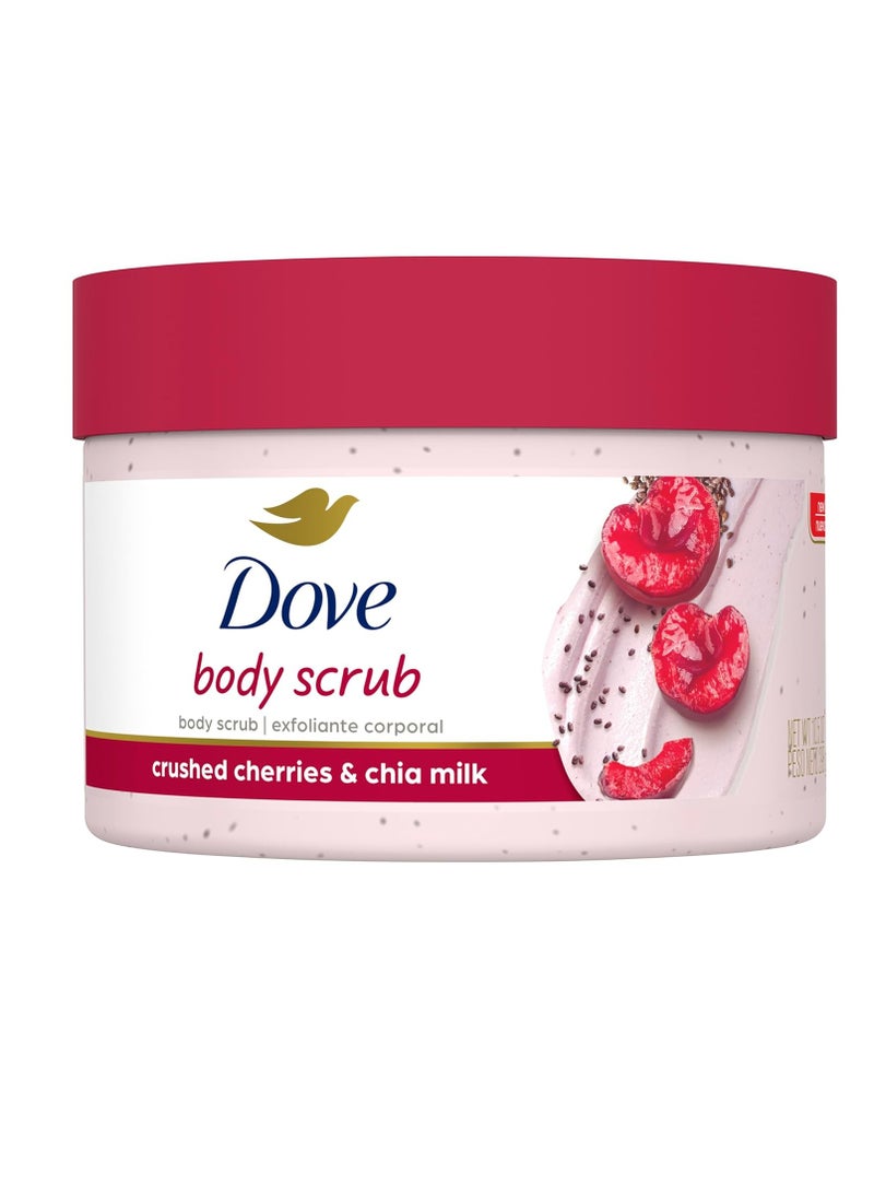 Dove Exfoliating Body Polish Crushed Cherries & Chia Milk Skin Care for Revitalized Skin Formulated with 1/4 Moisturizing Cream 10.5 oz