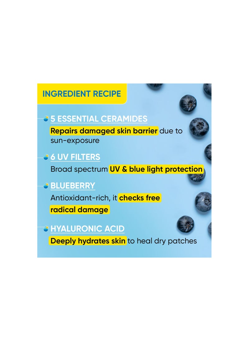 Dot & Key Blueberry Hydrate Barrier Repair Sunscreen SPF 50+, PA++++ | For Dry & Sensitive Skin | Non - Greasy Finish | No White Cast | UV & Blue Light Protection | Broad Spectrum| 80g