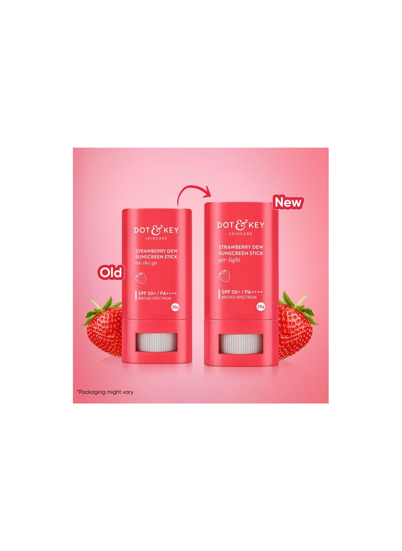 Dot & Key Strawberry Dew Spf 50 Sunscreen Stick On-The-Go Spf 50 Pa+++, Broad Spectrum, Uva/Uvb Rays Protection With Hyaluronic & Ceramide Normal Skin Type For Hydration & Skin Barrier, Mess Free, 20G