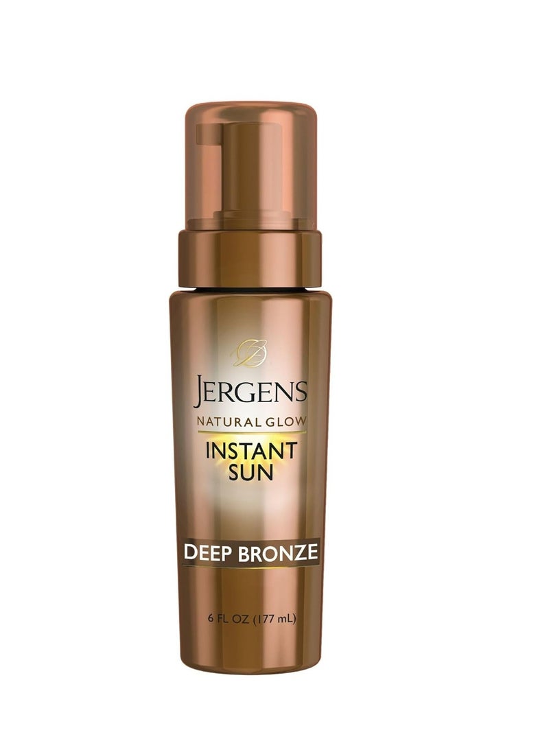 Jergens Natural Glow Instant Sun Body Mousse, Self Tanner for Deep Bronze Tan, Sunless Tanning Body Bronzer for Natural Looking Color Instantly, 6 Oz