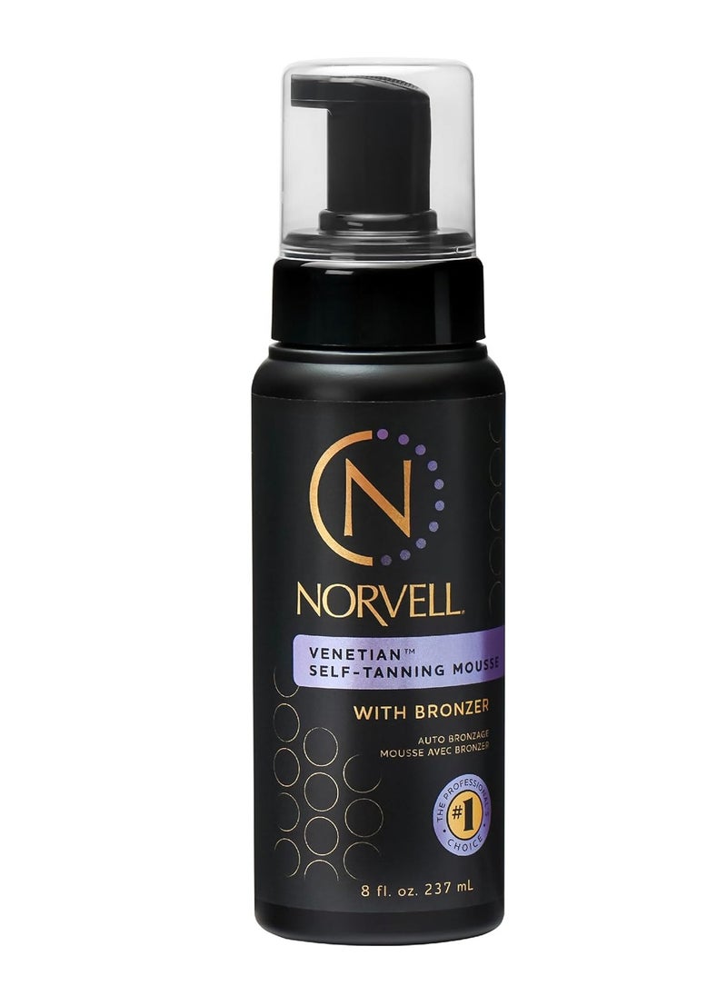 Norvell Venetian Sunless Self Tanner Mousse with Bronzer, 8 Fl Oz - Instant Self Tanning - Natural Looking - Anti-Orange - Fake Tan for Bronzing Glow