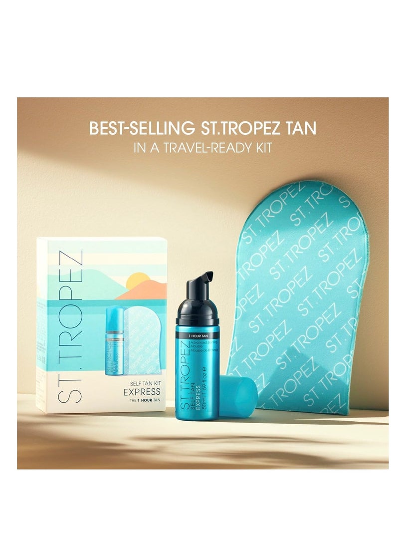 St.Tropez Self Tan Express Mini Kit, Travel-Sized Bronzing Mousse & Tanning Applicator Mitt, Vegan-Friendly Tanner, Even & Natural Self Tan