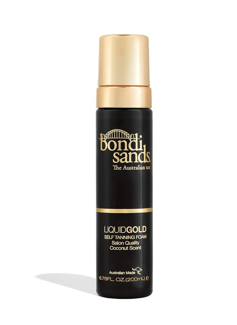 Bondi Sands Liquid Gold Self Tanning Foam | Lightweight + Quick Dry Foam Enriched with Argan Oil, Provides a Hydrated Streak-Free Tan | 6.76 Oz/200 mL