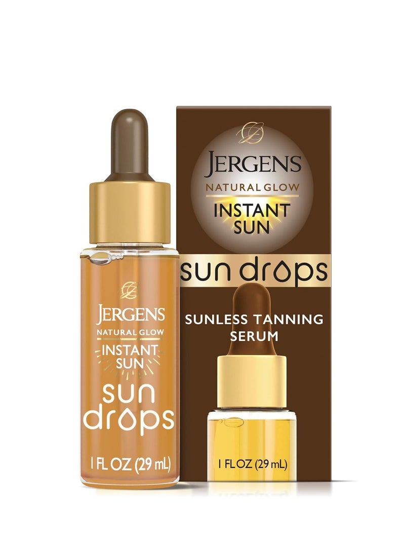 Jergens Natural Glow Instant Sun Drops, Sunless Tanning for Face and Body, Instant Sun Bronzing Drops, 1 Fl Oz