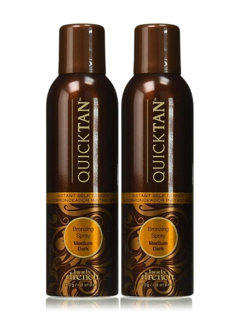 Body Drench Quicktan Quick Tan Bronzing Spray Medium Dark (The Perfect Ultra Bronzing Self-tanner a Fast-drying Formula) - Size 6 Oz / 170g (Pack of 2)