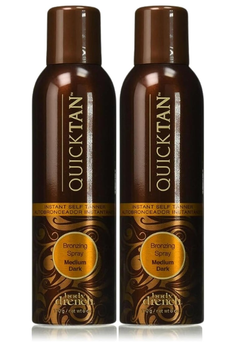 Body Drench Quicktan Quick Tan Bronzing Spray Medium Dark (The Perfect Ultra Bronzing Self-tanner a Fast-drying Formula) - Size 6 Oz / 170g (Pack of 2)