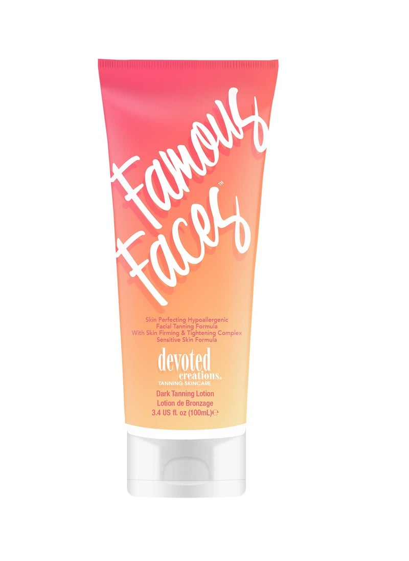 Devoted Creations Famous Faces Skin Perfecting Hypoallergenic Facial Tanning Lotion, 3.4 Fl. Oz.