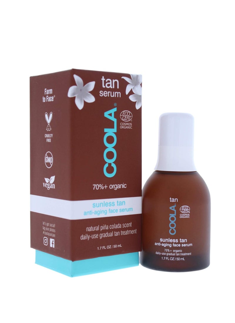 COOLA Organic Sunless Self Tanner Face Serum, Dermatologist Tested Anti-Aging Skin Care Infused with Hyaluronic Acid, Vegan and Non-GMO, Piña Colada, 1.7 Fl Oz